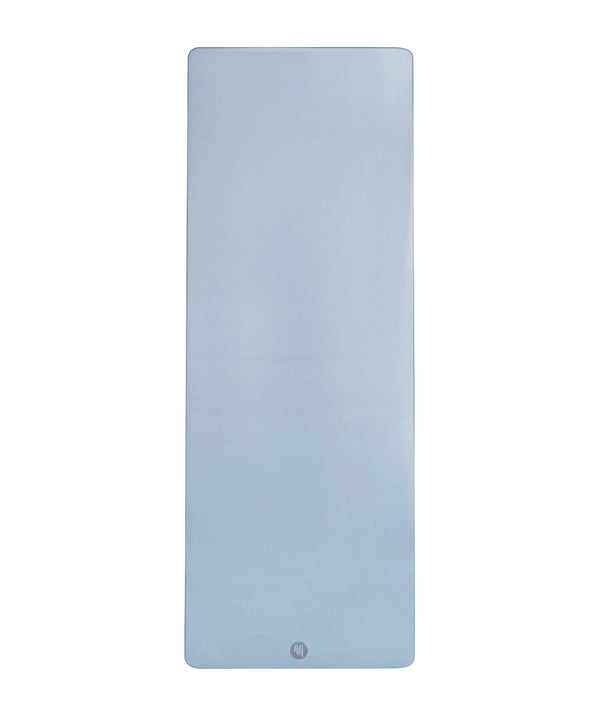Vegan leather yoga mat in powder blue, perfect for eco-friendly yogis