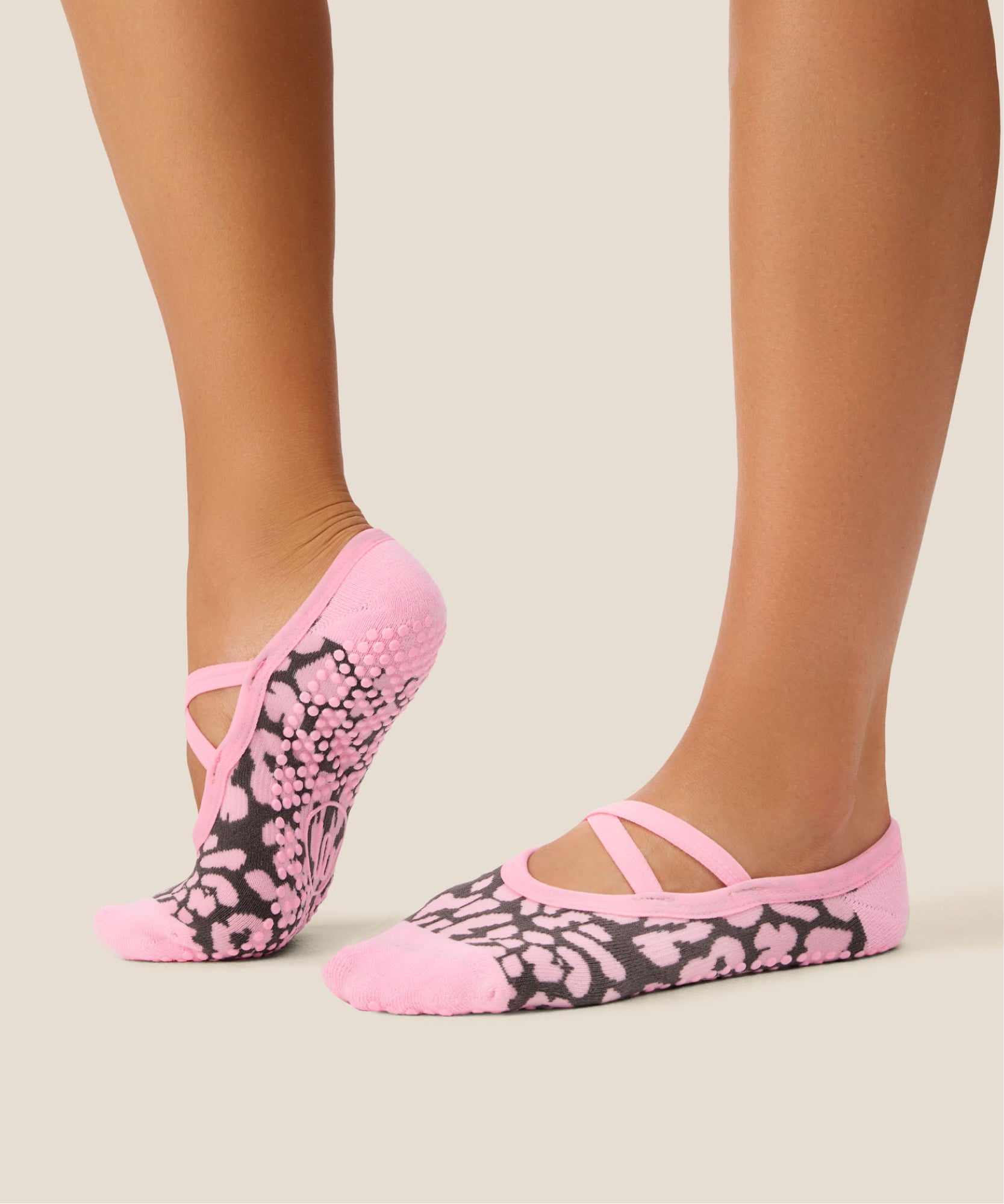 Ballet Grip Socks - Cheetah Pink