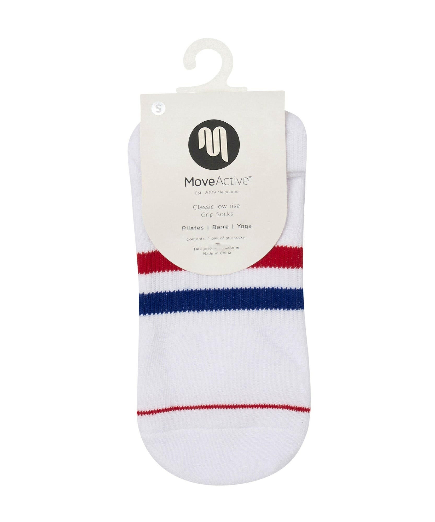 Classic Low Rise Grip Socks - Polo Stripe White.