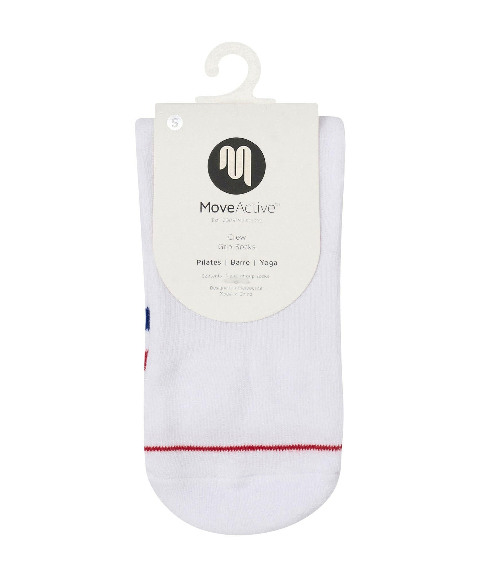 Crew Non Slip Grip Socks - Polo Stripe White.