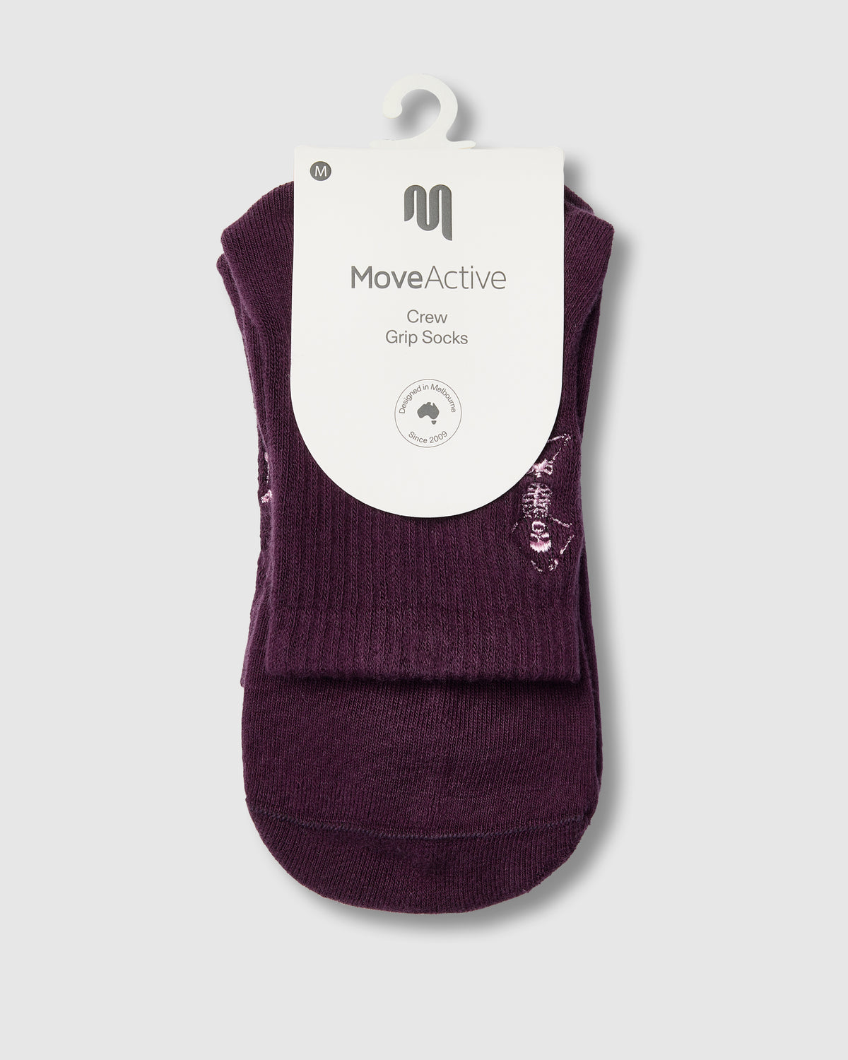 Crew Grip Socks - Pilates Skeleton Plum