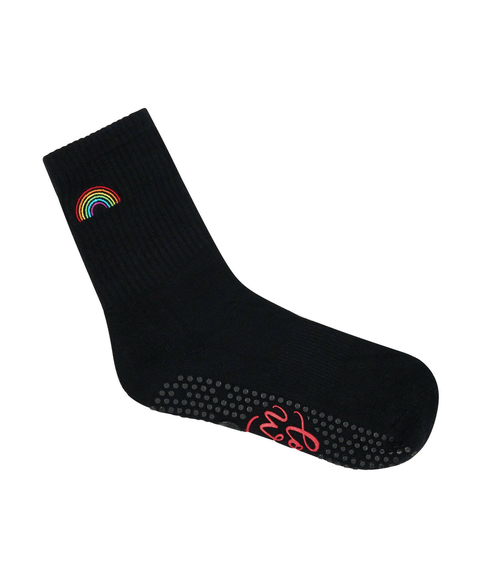 Crew Non Slip Grip Socks - Rainbow Black.