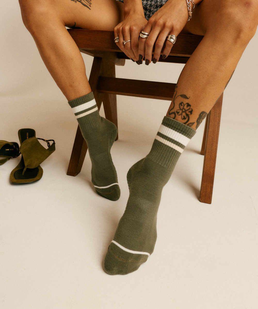 Crew Grip Socks - Varsity Stripe Khaki