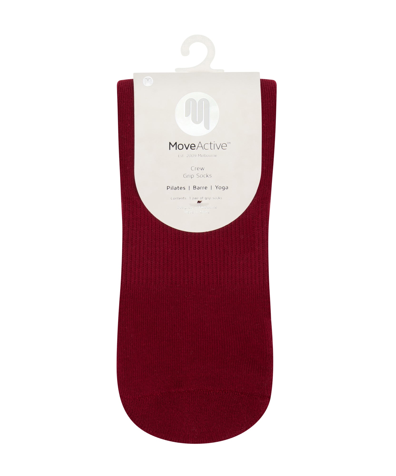 Crew Non Slip Grip Socks - Signature Crimson