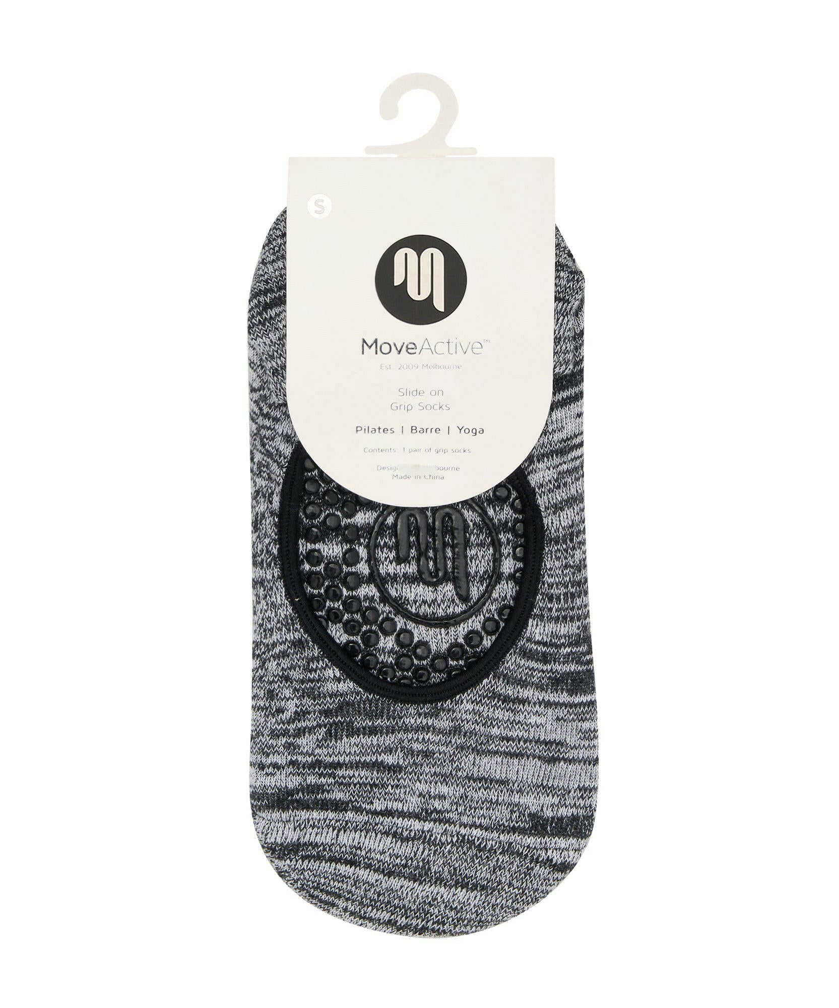 Slide On Non Slip Grip Socks - Monochrome Marle.