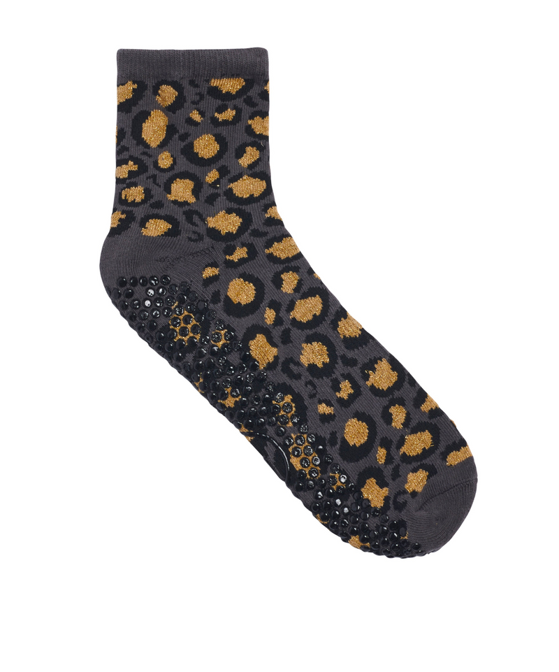 Crew Non Slip Grip Socks - Sparkle Cheetah