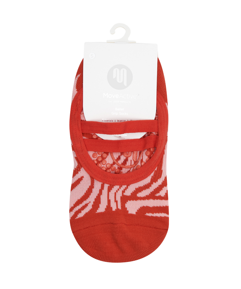 Ballet Non Slip Grip Socks - Burnt Orange Zebra