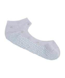 Slide On Non Slip Grip Socks - Baby Blue with Silver ‘Sparkle’ Spots