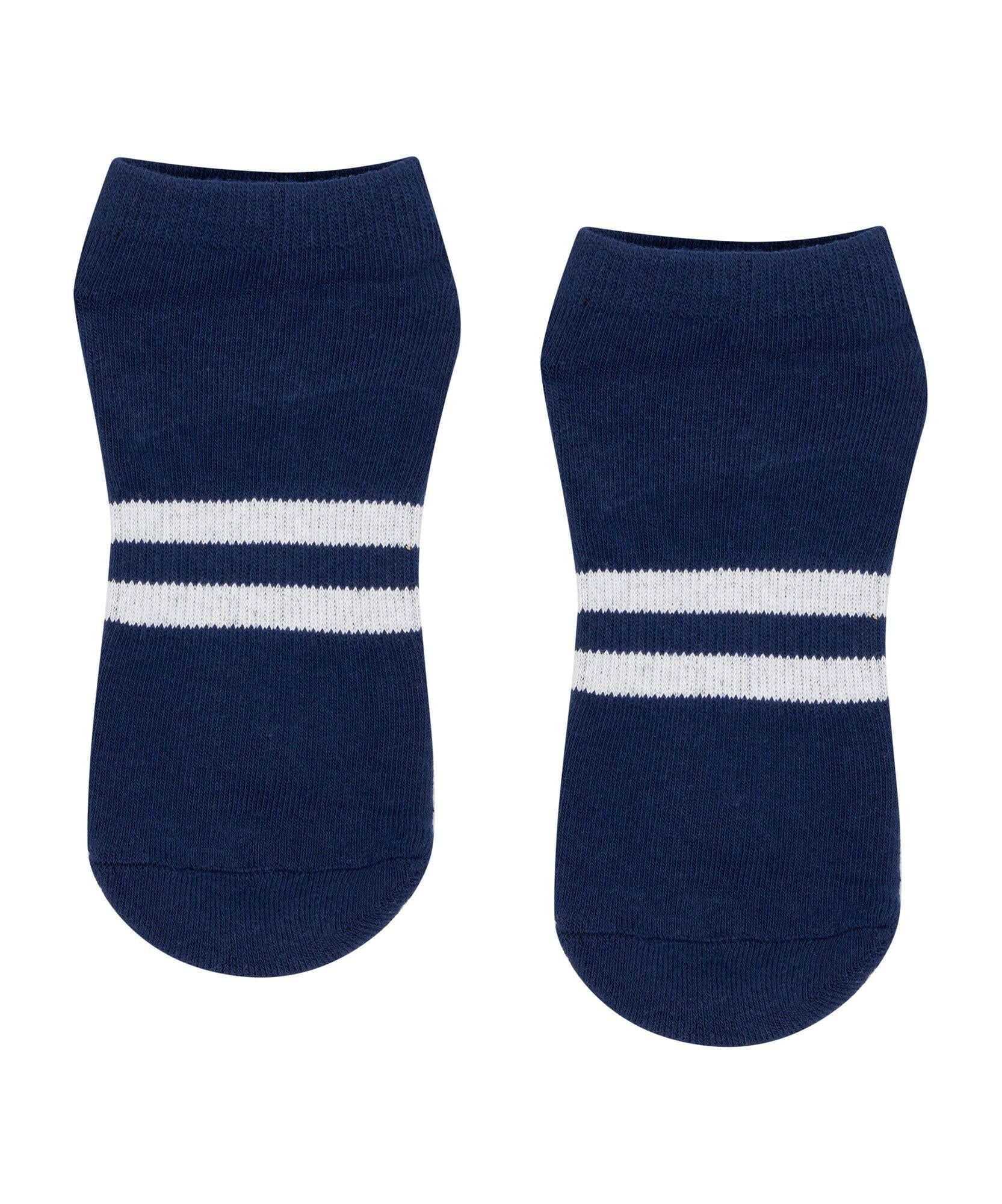 Classic Low Rise Grip Socks in Sporty Stripe Navy, perfect for workouts 
