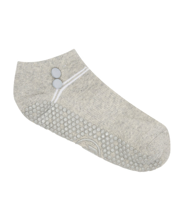 Classic Low Rise Grip Socks - Grey Marle Button