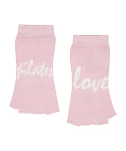 Toeless Non Slip Grip Socks - Love Pilates Dusty Pink