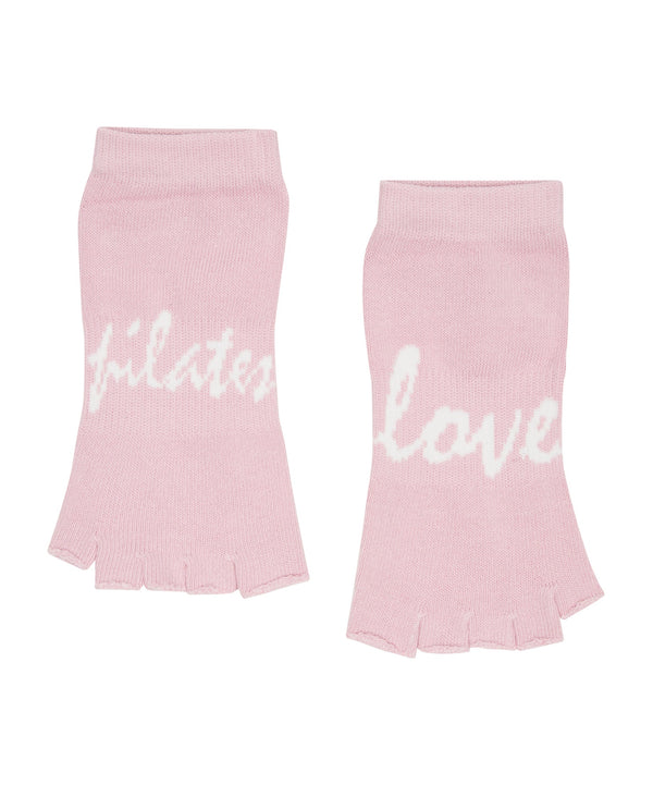 Toeless Non Slip Grip Socks - Love Pilates Dusty Pink