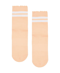 Crew Non Slip Grip Socks - Sporty Stripe Melon Frill