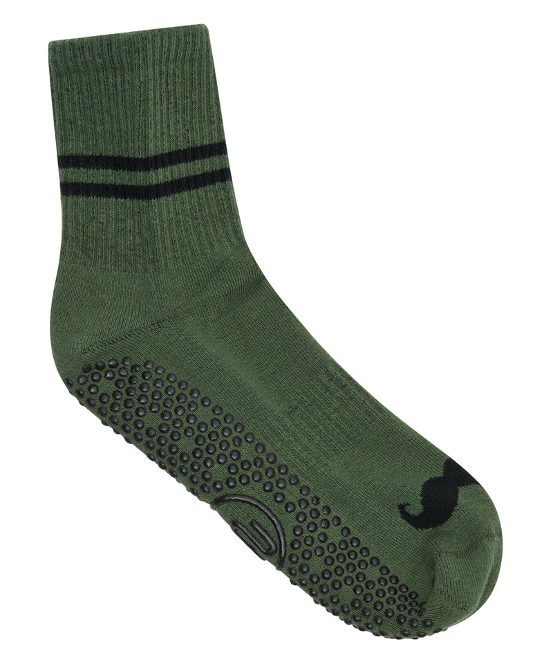 Crew Non Slip Grip Socks - Ribbed Mo 2.0 Khaki