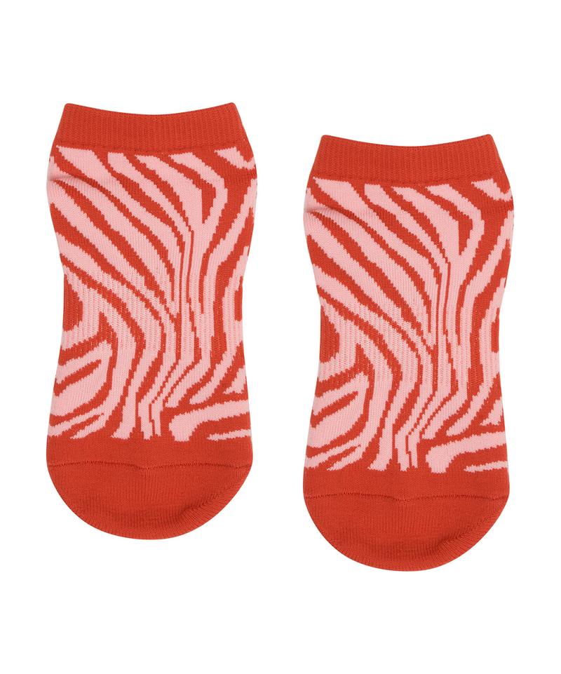 Classic Low Rise Grip Socks - Burnt Orange Zebra
