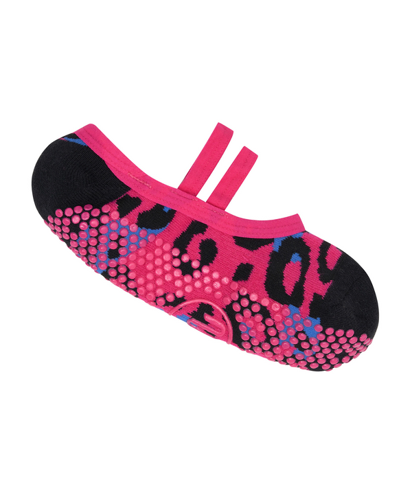 Ballet Non Slip Grip Socks - Hot Pink Leopard