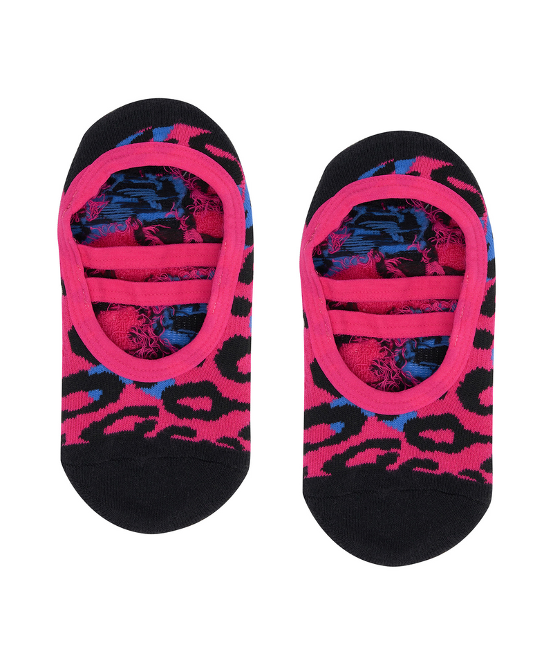 Ballet Non Slip Grip Socks - Hot Pink Leopard