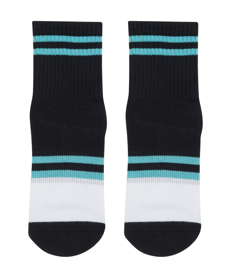Crew Non Slip Grip Socks - Turquoise Stripes - MA x ELLE